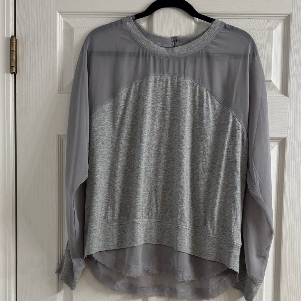 Greylin Sheer Panel Gray Sweatshirt